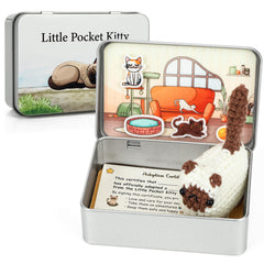 JULEASEL Little Pocket Kitty in a tin box; a compact, gift-ready desk companion.