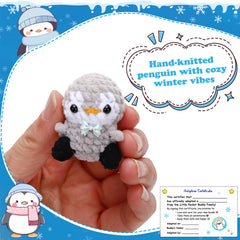 JULEASEL Little Pocket Penguin snowy felt background enhances mini winter scene.