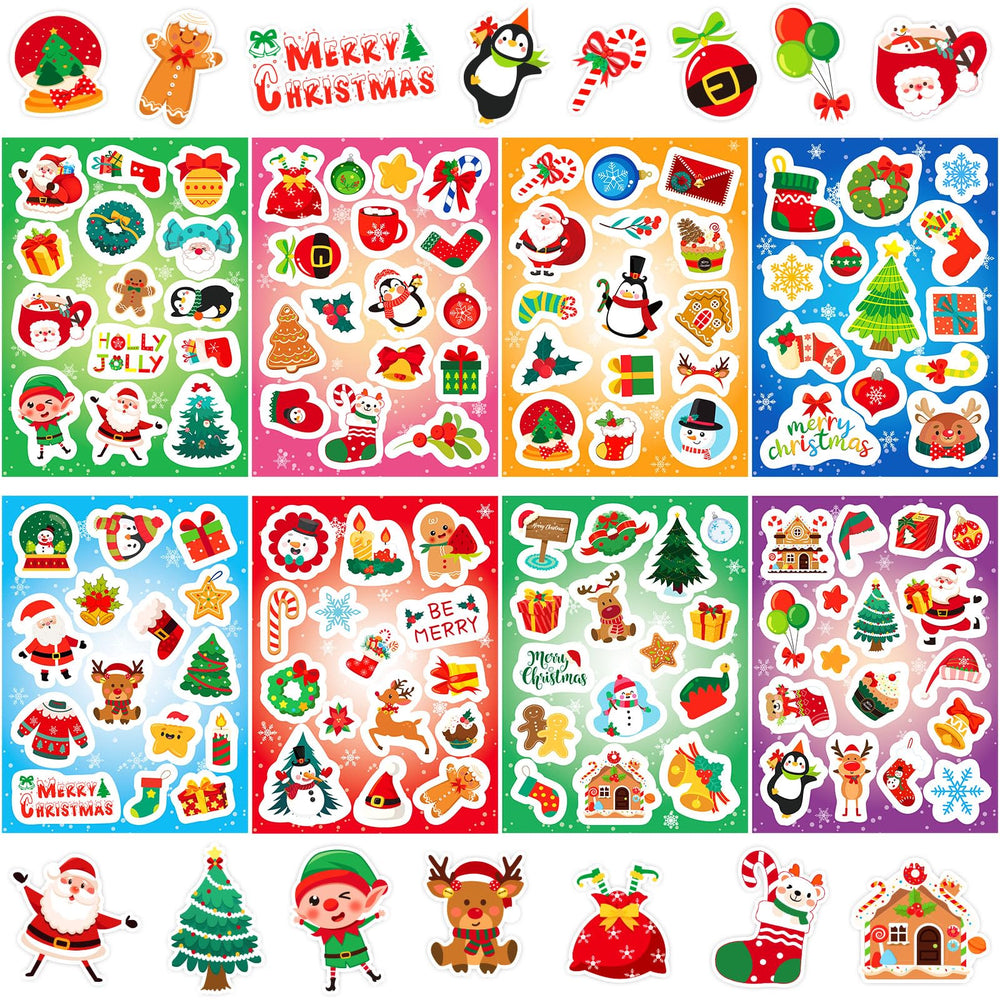 JULMELON Christmas stickers set with Santa, snowman, and tree designs for kids' crafts.