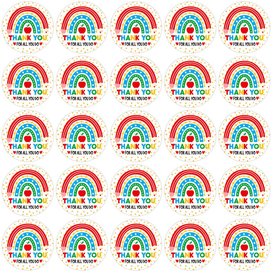 JULMELON teacher stickers rainbow round design for gift wrap decoration