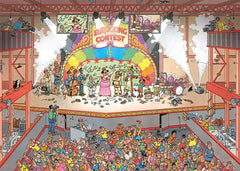 Jumbo Jan Van Haasteren humorous scene closeup, delightful details for avid puzzlers.