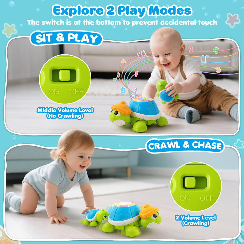Jumlys musical turtle learning mode buttons teach numbers colors and sounds.