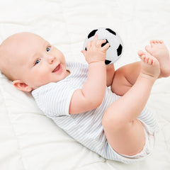 June Garden baby grip-friendly rattle ball encourages early motor skills