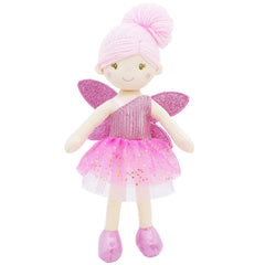 June Garden Elida enchanted doll with pink wings, a soft cuddly friend for bedtime.