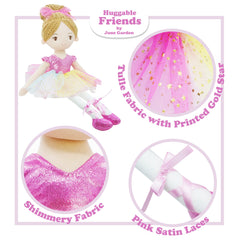 June Garden Polina pink satin shoes enhance dressing up playtime.