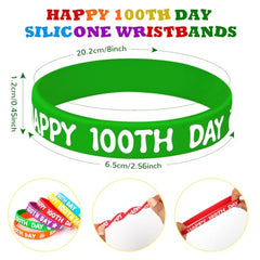 JUNEBRUSHS Happy 100th Day orange-pattern bracelet ideal for student recognition