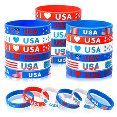 JUNEBRUSHS patriotic silicone bracelet with American flag design, ideal for Independence Day.