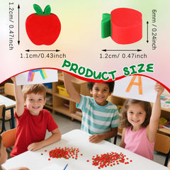 JUNEBRUSHS apple eraser pack closeup shows durable rubber for smooth erasing.