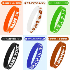 Wrist-worn JUNEBRUSHS football bracelet during game night adds team spirit