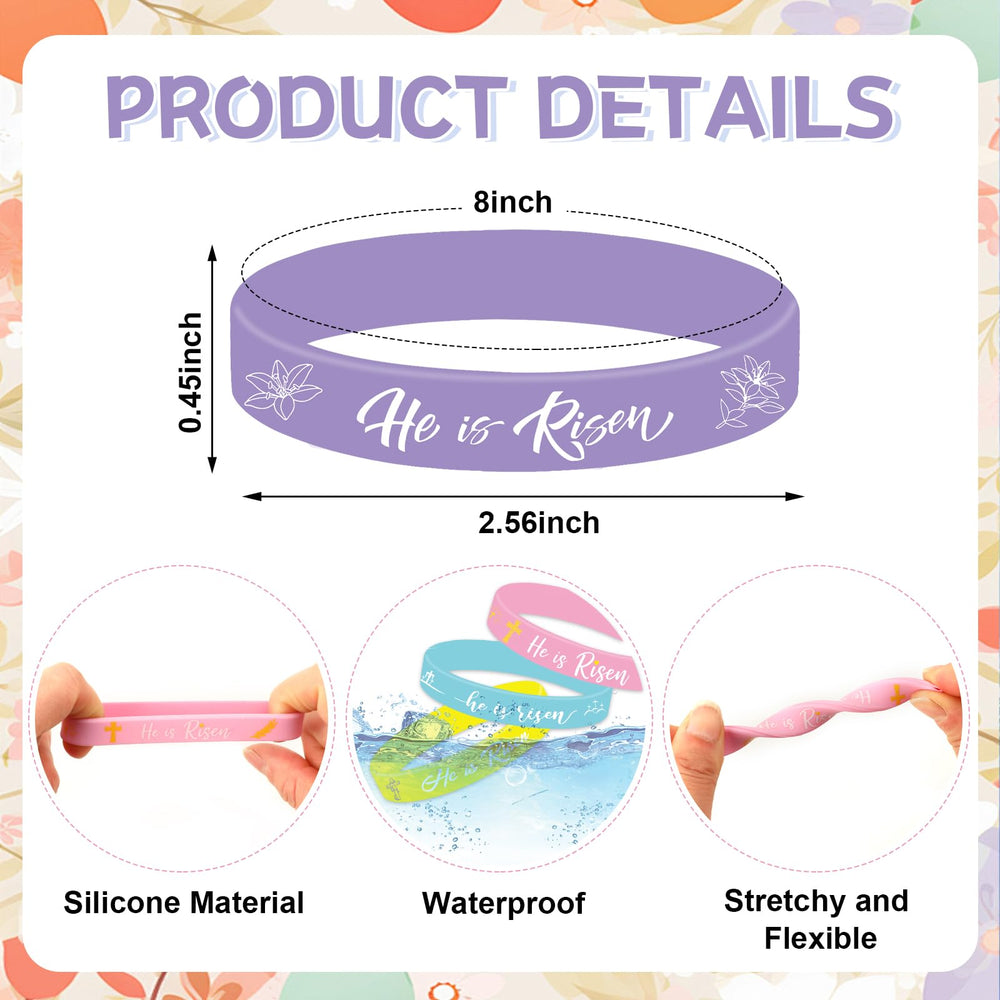 JUNEBRUSHS He Is Risen Easter lilies design bracelet highlights faith symbols for church events.