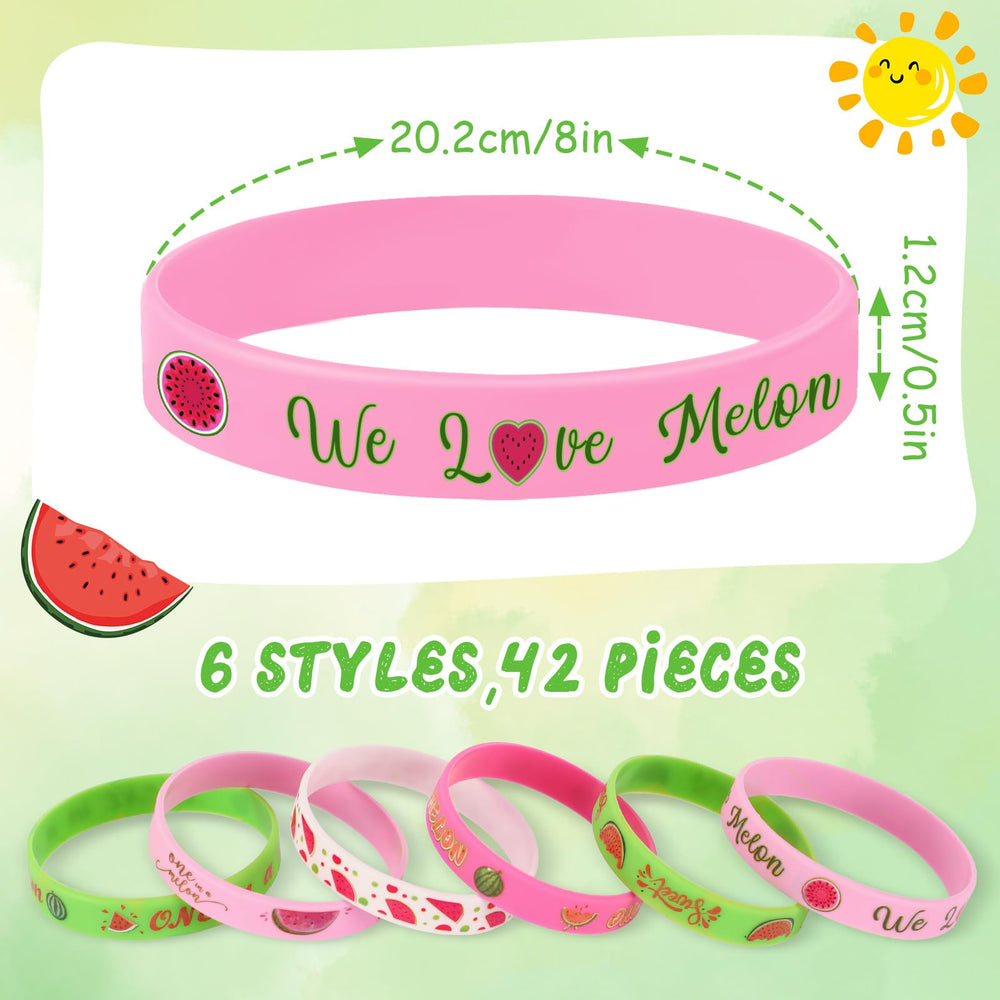 Watermelon-pattern close-up bracelet by JUNEBRUSHS highlights bright colors.