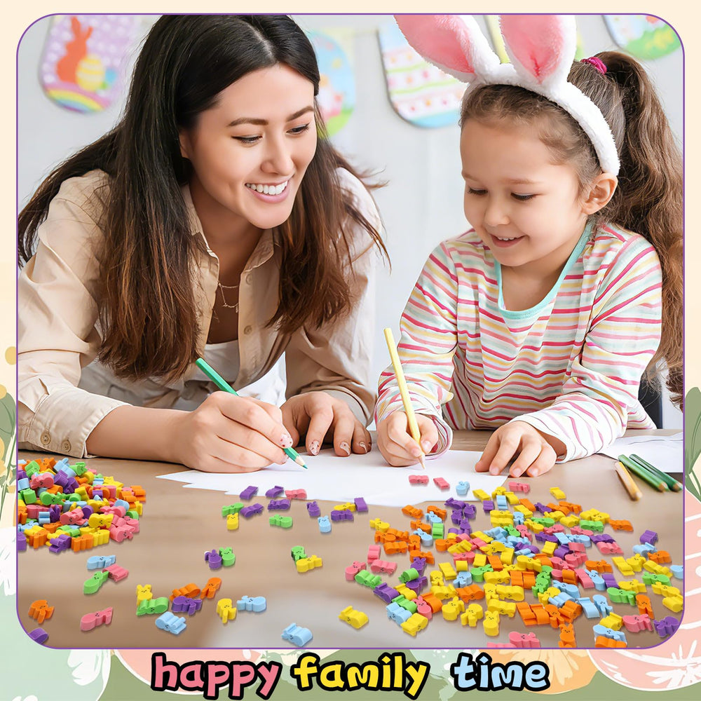 JUNEBRUSHS Easter egg hunt prize erasers ready for festive activities.