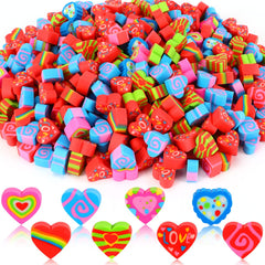 JUNEBRUSHS heart mini erasers pack for kids classroom rewards