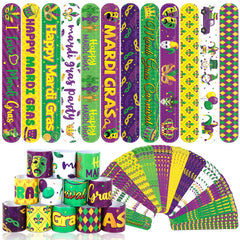 JUNEBRUSHS Mardi Gras bracelets with colorful designs for festive wear