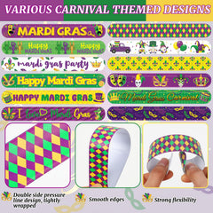 JUNEBRUSHS Mardi Gras bracelets with metal-core inside for flexible wear