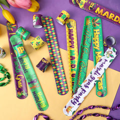 JUNEBRUSHS Mardi Gras bracelets for parade throws and giveaways