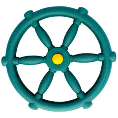 Jungle Gym Kingdom pirate ship wheel in green, durable for imaginative outdoor play.