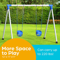 Jungle Gym Kingdom toddler swing high-back bucket design for added support.