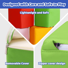 JungleDove foam blocks with removable zip covers for quick cleaning.