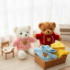 Junkin stitching detail on bear doll clothes highlights durability