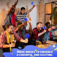 Vibrant blue-white Junkin clappers enhancing party energy and cheers.