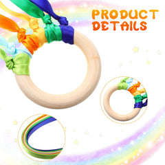 Junkin Ribbon Rings Wood ring set in action for kid-friendly movement.
