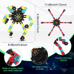 Junkin transformable chain robot finger toy with modular spins for focus