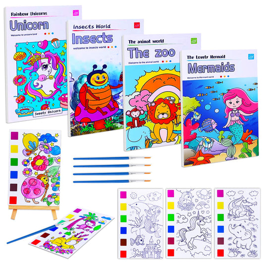 JUNQIU 4Pack Water Book cover showing compact, kid-friendly setup for painting.