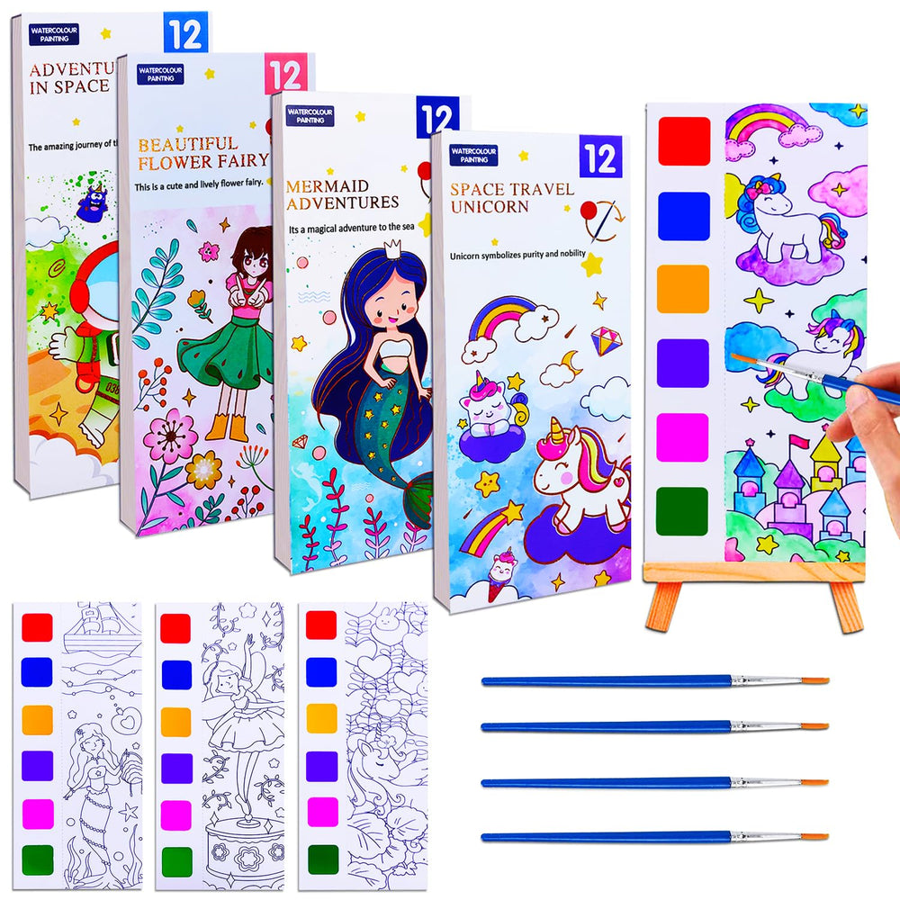 JUNQIU 4Pack Paint with Water Books cover, mess-free coloring for toddlers.