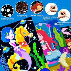 JUNQIU Scratch Art 8 Mermaid Sheets offer mess-free, imaginative art adventures for kids