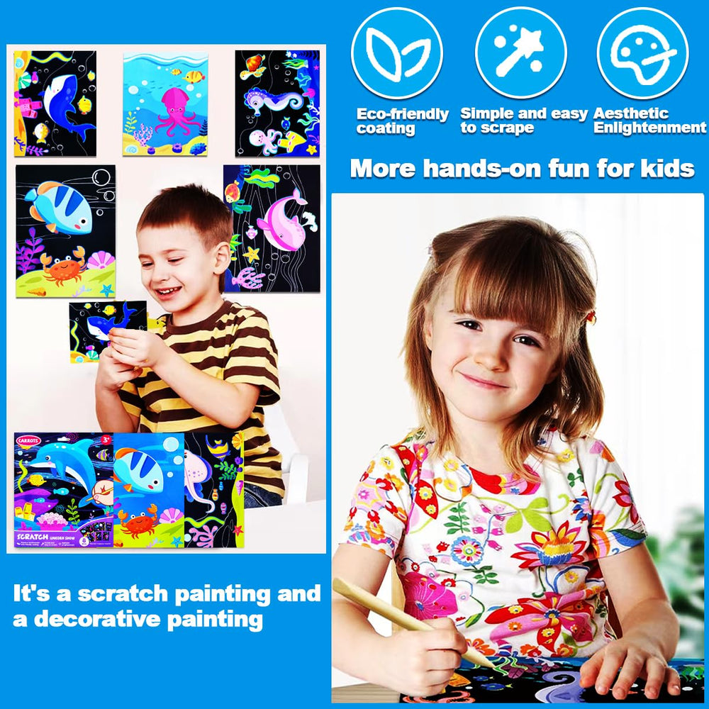 JUNQIU Scratch Art party favors add creative activity to celebrations.