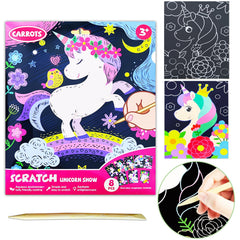 JUNQIU unicorn scratch art set in box ready for kids crafts