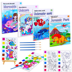 JUNQIU US pocket watercolor book with paints, portable art for kids.