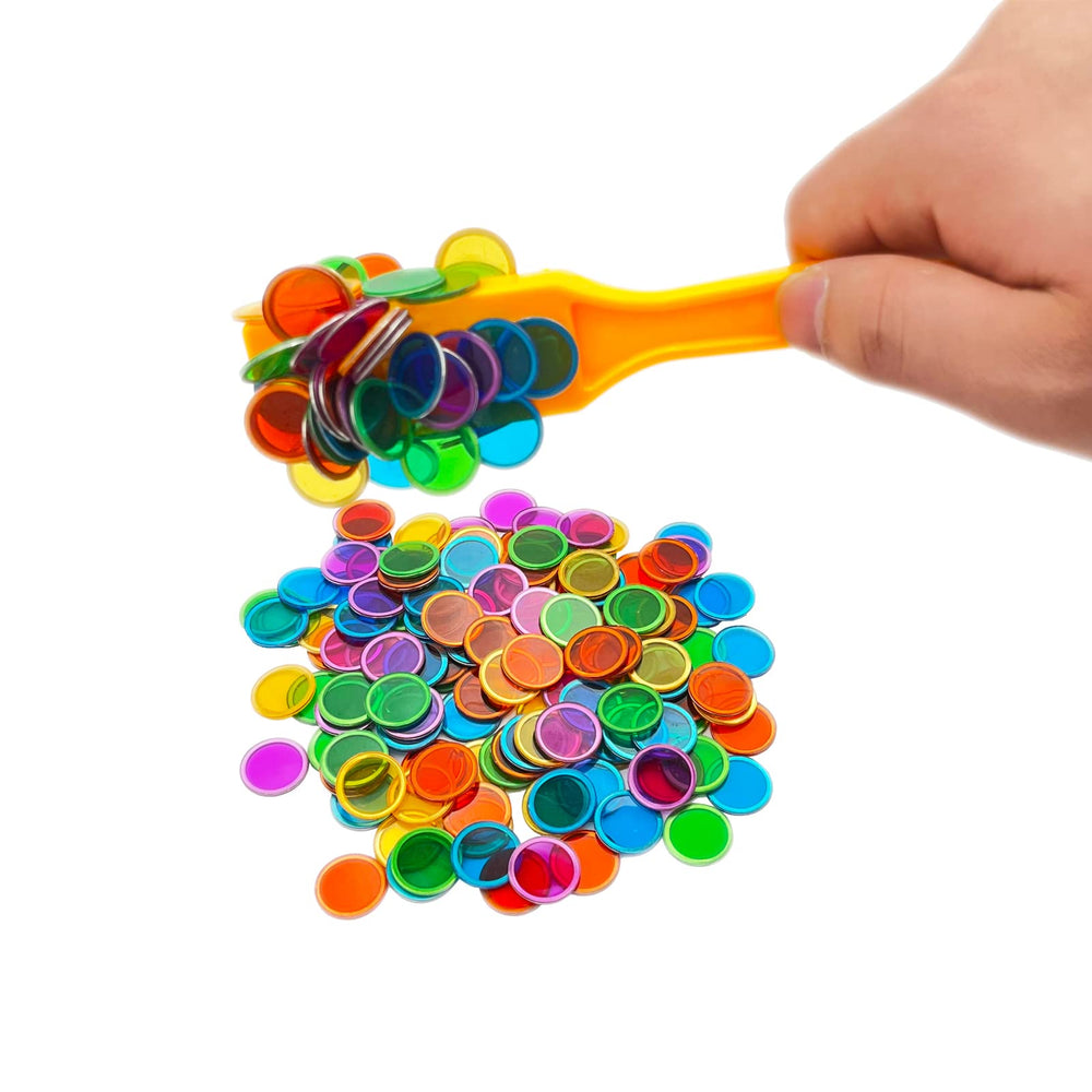 Five-color chips in red, yellow, green, purple, and blue for clear grouping.