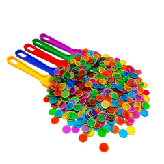 Wand attracting chips to simplify cleanup from bingo cards.