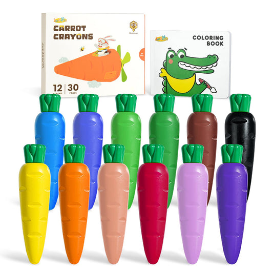 Jupiterarth carrot crayons, 12 colors, vibrant art for kids, ideal for creative play