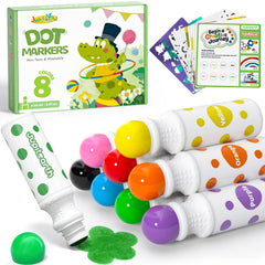 JUPITEARTH dot markers for toddlers in 8 colors for vibrant, mess-friendly art.