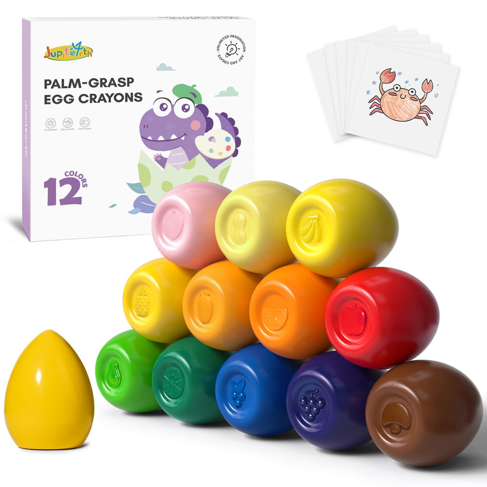 JUPITEARTH egg crayons in a 12-color set for toddlers encourage color recognition