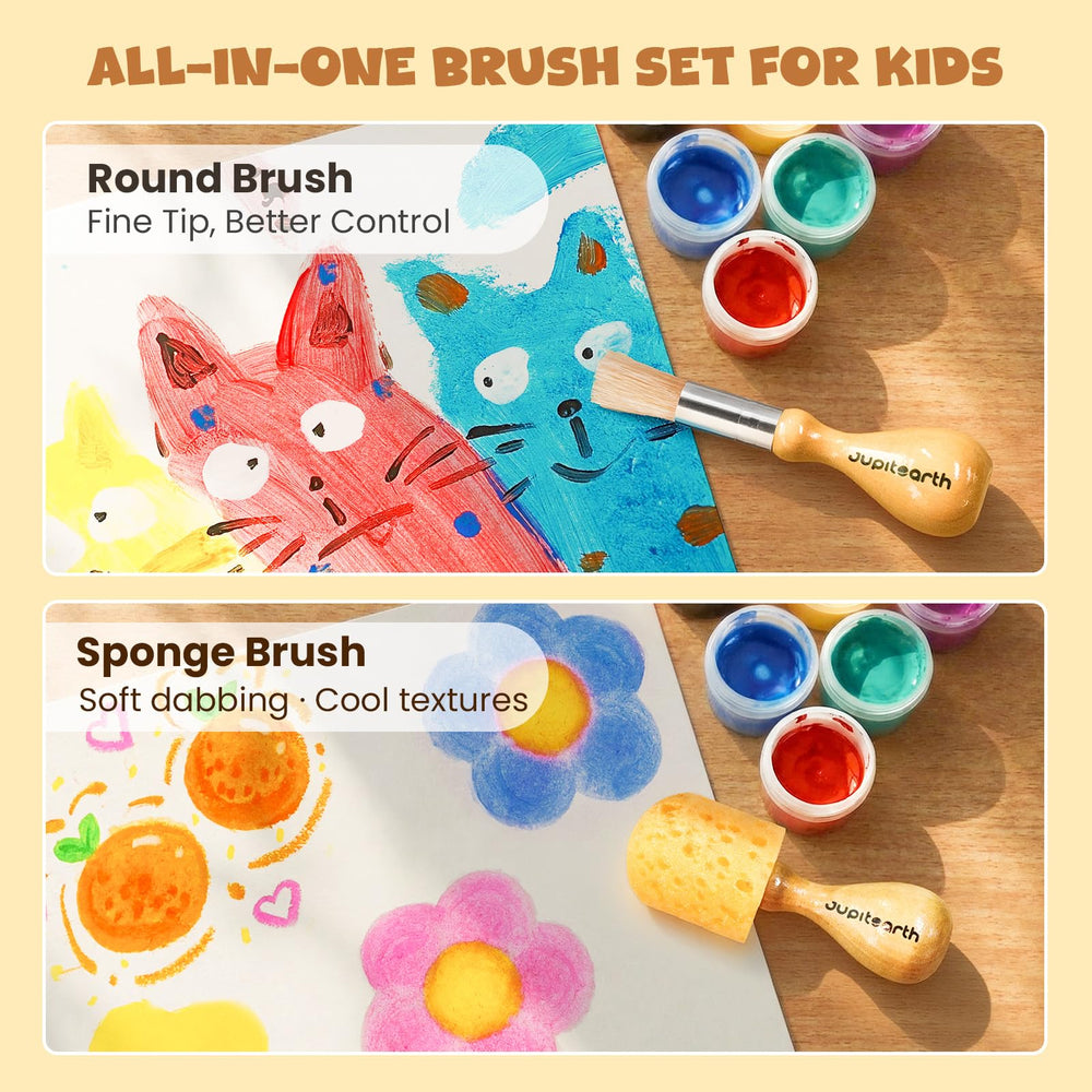 JUPITEARTH round brushes provide multiple stroke options for beginners.