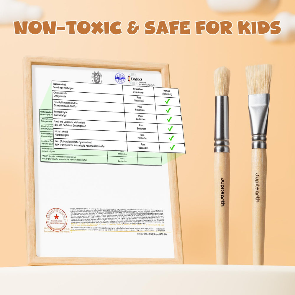 JUPITEARTH natural wood handles provide comfortable grip during long painting sessions.