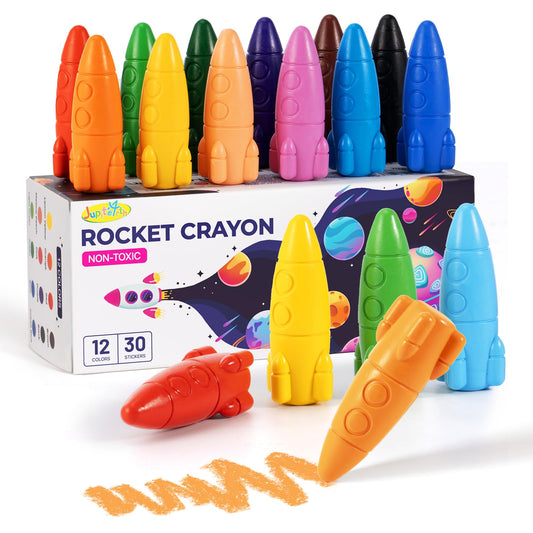 JUPITEARTH rocket crayons for toddlers with a kid-friendly grip for smooth coloring