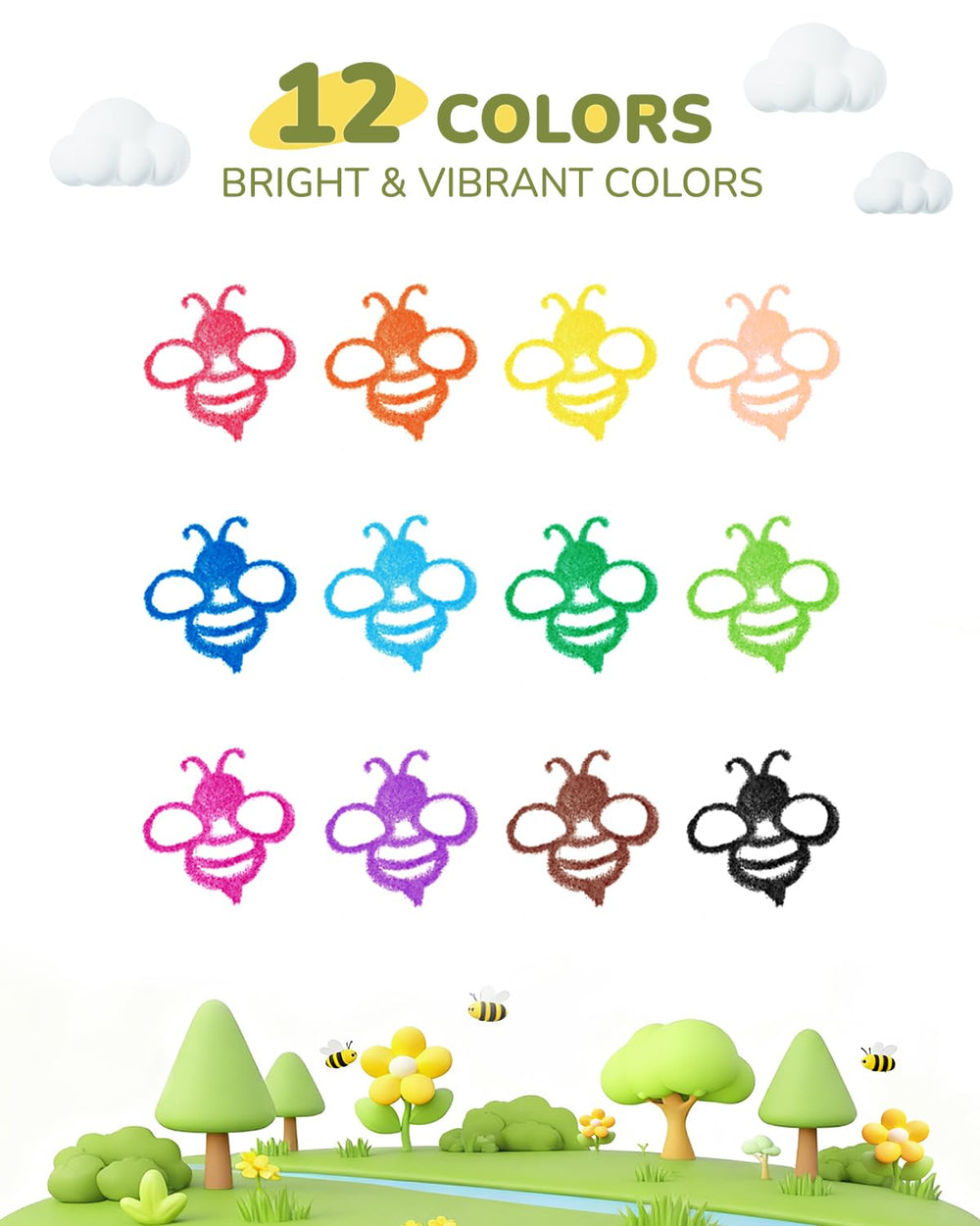 JUPITEARTH washable crayons for mess-free coloring at home or school