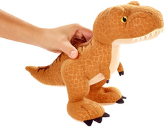 Jurassic World Basic Plush T-Rex with embossed scales and spikes for lifelike cuddle appeal.