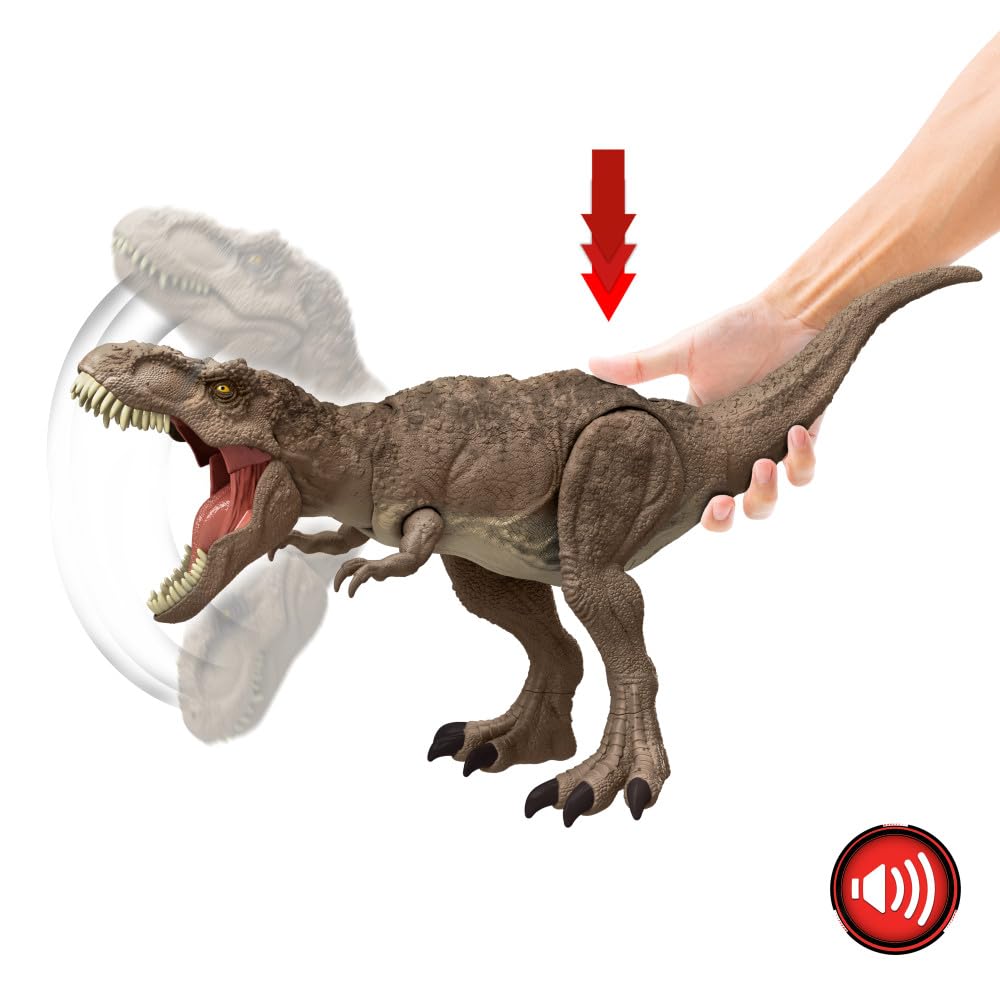Jurassic World Chaos Theory T. rex chomp and roar enhances hands-on storytelling.