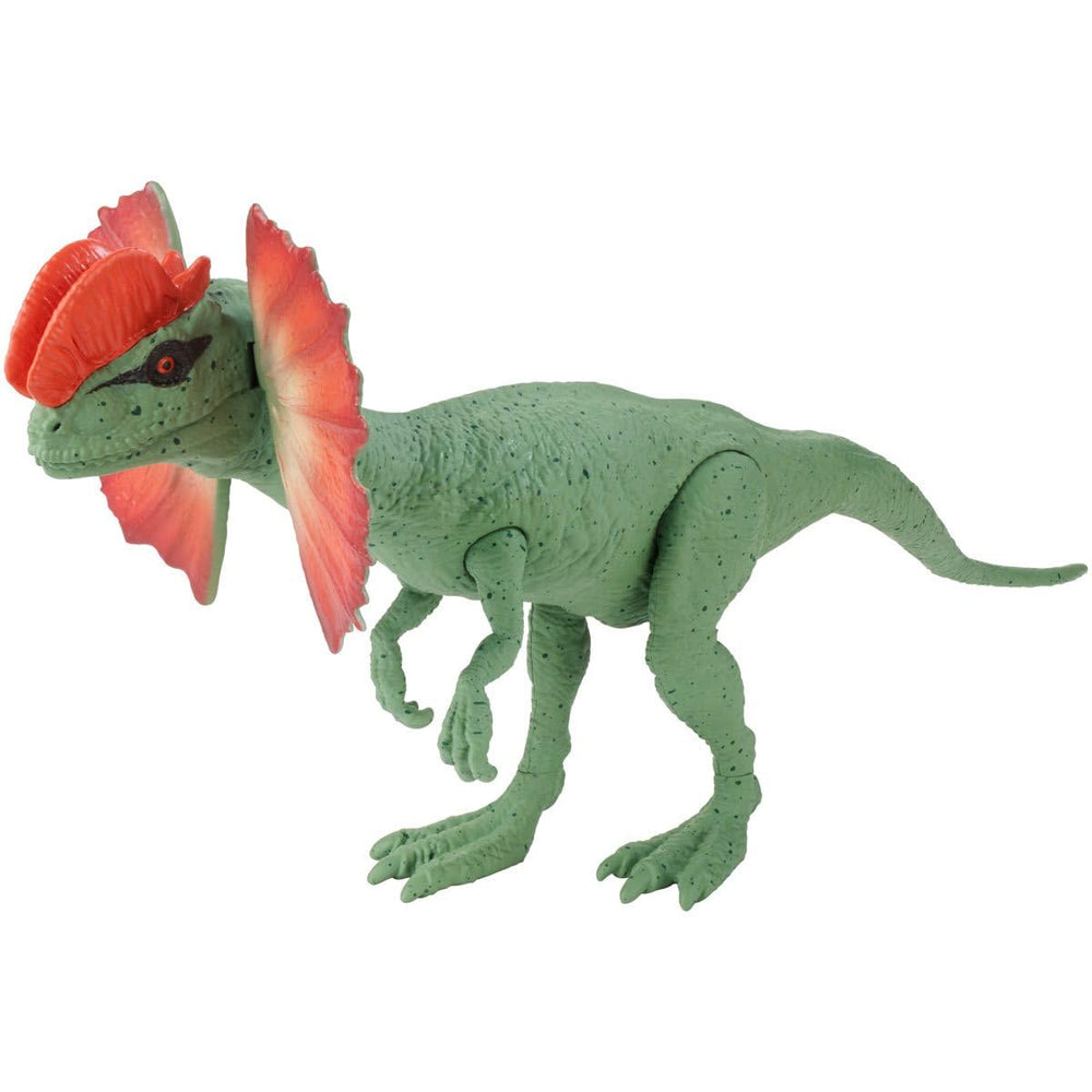Jurassic World Dilophosaurus Dominion figure showcases detailed skin texture for authentic display.