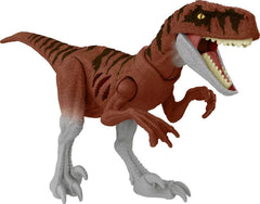 Jurassic World Atrociraptor damage reveal button showing two-sided damage