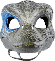 Jurassic World Velociraptor Blue mask worn for cosplay and everyday play.