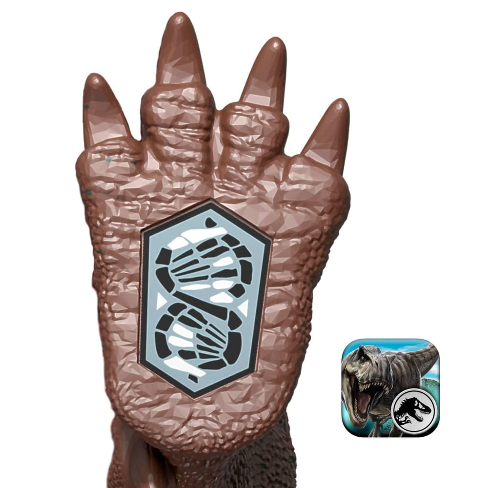 Jurassic World Frenzy Pack foot code scan enables AR adventures in app.