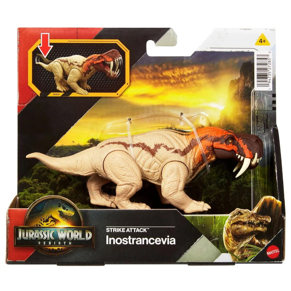 Jurassic World Rebirth Strike Attack Inostrancevia, side pose, movable joints support imaginative terrain battles.