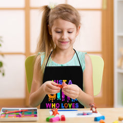 Just A Girl Who Loves Slime Apron child wearing showing vibrant print